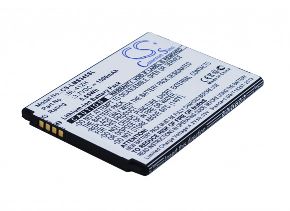 Аккумулятор (батарея) CameronSino CS-LMS345SL, BL-41ZH для телефона LG L Fino D295, LG X220DS, 3.7В, 1500мАч, 5.55Wh