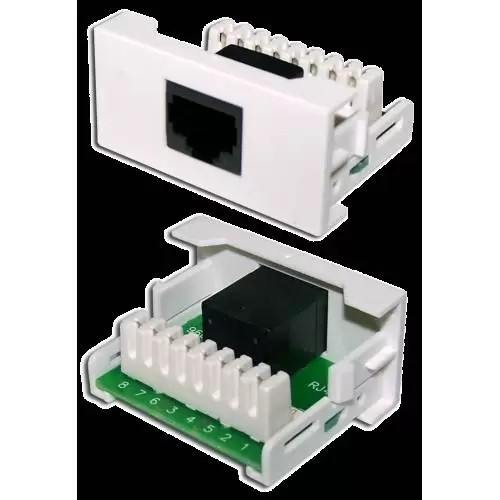 Розетка Mosaic 22.5x45 1xRJ-45 Cat.5e, белая, Lanmaster, LAN-WA-LP-45/5E-WH