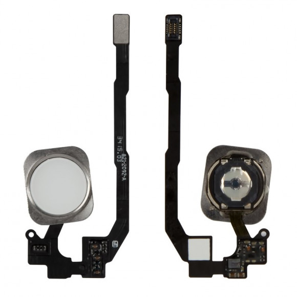 Кнопка HOME для телефона iPhone 5S, SE в сборе (белая) кант серебро
