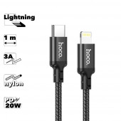 USB-C кабель Hoco X14 Times speed Lightning 8-pin, 3А, PD20W, 1м, нейлон, черный USB-C кабель Hoco X14 Times speed Lightning 8-pin, 3А, PD20W, 1м, нейлон, черный