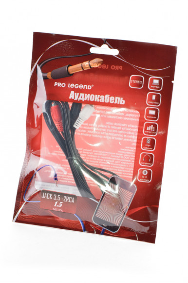 Аудиокабель Pro Legend PL1059 Jack 3.5мм вилка <--> 2xRCA вилка, стерео-аудио, 1.5 м
