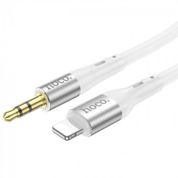 Аудиокабель HOCO UPA22 iP silicone, 3.5мм - lightning, 1.0м, белый
