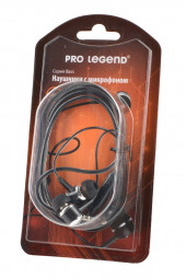 Наушники Pro Legend Bass PL5020 с микрофоном черные затычки, 18-20kHz, 116#3dB, 32Ом, шнур 1.2м, BL1 Наушники Pro Legend Bass PL5020 с микрофоном черные затычки, 18-20kHz, 116#3dB, 32Ом, шнур 1.2м, BL1