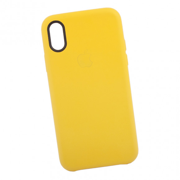 Защитная крышка для Apple iPhone X кожа, желтая (коробка)