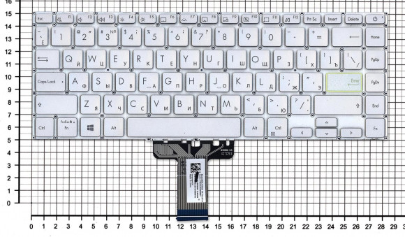 Клавиатура для ноутбука Asus K413JA серебристая с подсветкой Клавиатура для ноутбука Asus K413JA серебристая с подсветкой
