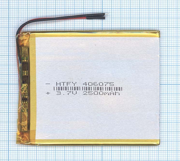 Аккумуляторная батарея Li-Pol (4x60x75мм), 2pin, 3.7В, 2500мАч