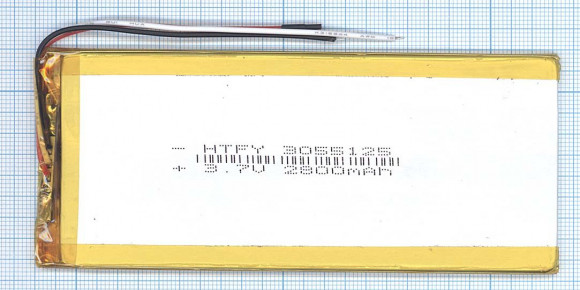Аккумуляторная батарея Li-Pol (3x55x125мм), 3pin, 3.7В, 2800мАч