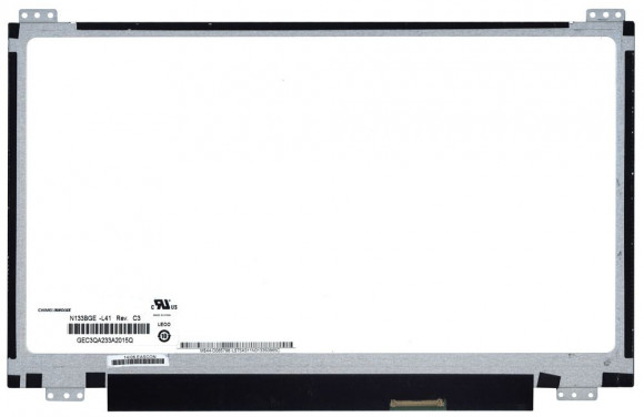 Матрица N133BGE-L41 rev. C3, 13.3", 1366x768 (HD), 40 LVDS, светодиодная (LED), Slim (тонкая), глянцевая, уши вверх/вниз