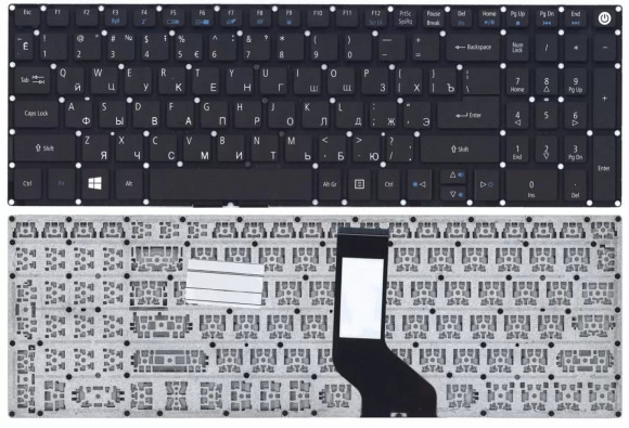 Клавиатура для ноутбука Acer Aspire A315, E5-573, N15Q1, EX2540, ES1-523, Aspire T5000, N15Q1, TravelMate P257-M, черная