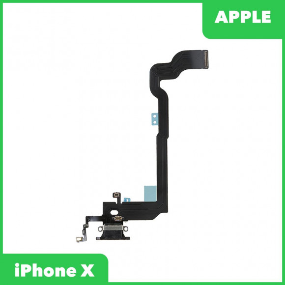 Системный разъем (разъем зарядки) для Apple iPhone X c микрофоном, черный
