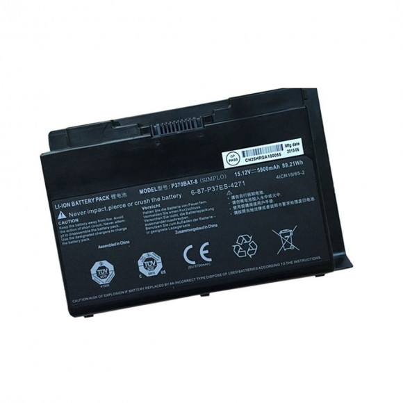 Аккумулятор для Clevo P370BAT-8, P370EM, P370SM, P751ZM, 89.21Wh, 5900mAh, 15.12V