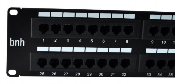 Коммутационная патч-панель BNH, 19", 1HU, портов: 48 х RJ45, кат. 5е, универсальная, неэкр., цвет: чёрный, (B100.1-48-5E-UNB)