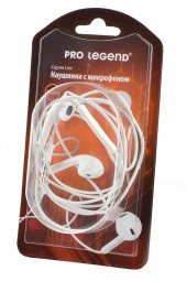 Наушники Pro Legend Lite PL5024 с микрофоном, белые, вкладыши, 18-20kHz, 116#3dB, 32Ом, рег.громк. д/Apple, BL1 Наушники Pro Legend Lite PL5024 с микрофоном, белые, вкладыши, 18-20kHz, 116#3dB, 32Ом, рег.громк. д/Apple, BL1