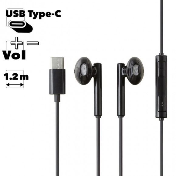 Гарнитура Celebrat G16 USB Type-C вставная пластиковая, черная