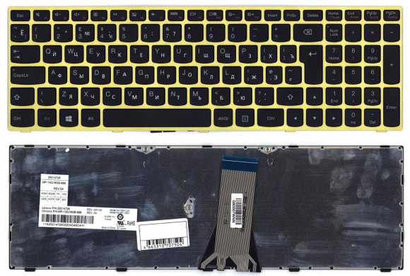 Клавиатура для ноутбука Lenovo IdeaPad G50-70, G50-30, черная с салатовой рамкой