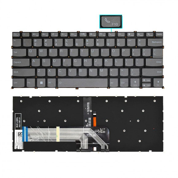 Клавиатура для ноутбука Lenovo Xiaoxin Air 14, 14-IIL,14-ARE, 14-ITL 2021г. чёрная, без рамки, с подсветкой