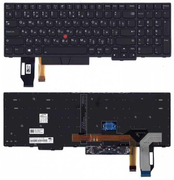 Клавиатура для ноутбука Lenovo ThinkPad T15, черная с подсветкой