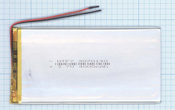 Аккумуляторная батарея Li-Pol (3x70x140мм), 2pin, 3.7В, 4000мАч
