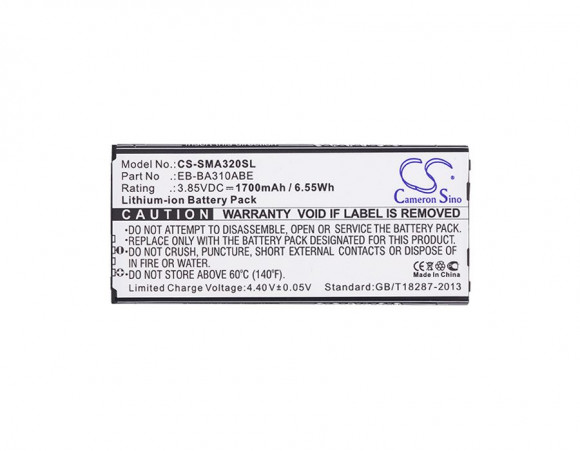 Аккумулятор CS-SMA320SL, EB-BA310ABE для Samsung Galaxy A3 2016 (A310F), 3.85В, 1700мАч, 6.55Wh