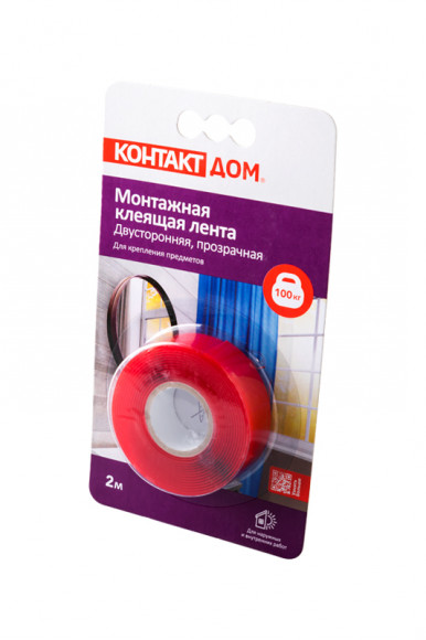КОНТАКТ 23712 монтажная лента, двусторонняя, прозрачная 19мм*2м BL1