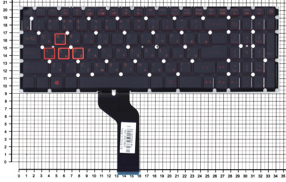 Клавиатура для ноутбука Acer Nitro 5 AN515-51, черная с красной подсветкой Клавиатура для ноутбука Acer Nitro 5 AN515-51, черная с красной подсветкой