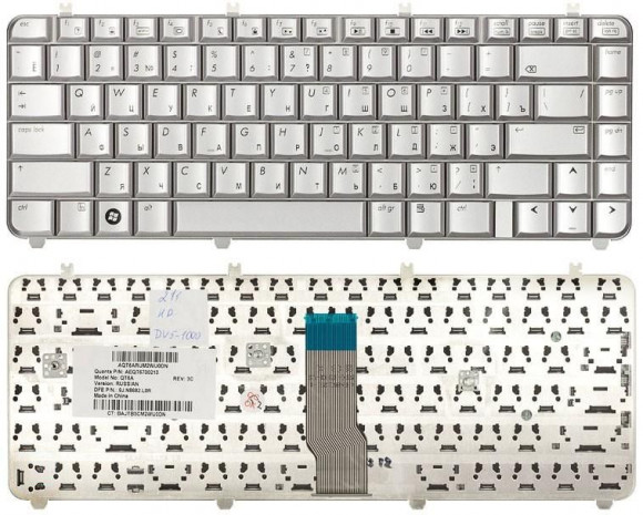 Клавиатура для ноутбука HP Pavilion DV5-1000, серебристая
