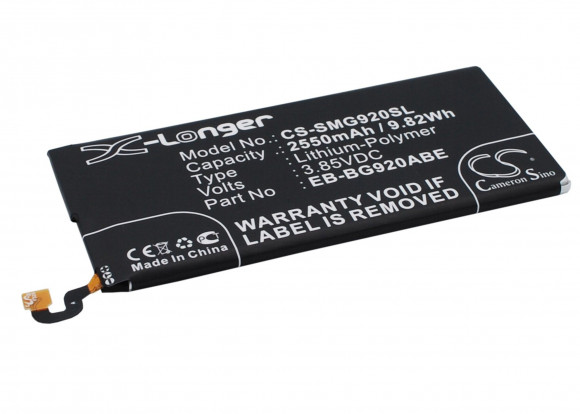 Аккумулятор CS-SMG920SL, EB-BG920ABE для Samsung Galaxy S6, 3.85В, 2550мАч, 9.82Wh
