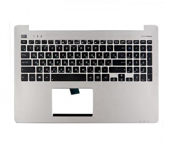 Верхняя часть корпуса (Palmrest) Asus Vivobook S551, K551 с клавиатурой, серебристый, RU