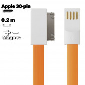 USB Дата-кабель на магните для Apple 30-pin (оранжевый, коробка)
