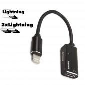 Аудио-переходник Remax Enjoy Series Jack Splitter Double LT Cable RL-LA02i, черный