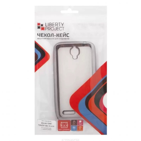 Чехол силиконовый "LP" для Alcatel ONE TOUCH Idol 2 Mini TPU (прозрачный с черной хром рамкой) Чехол силиконовый "LP" для Alcatel ONE TOUCH Idol 2 Mini TPU (прозрачный с черной хром рамкой)