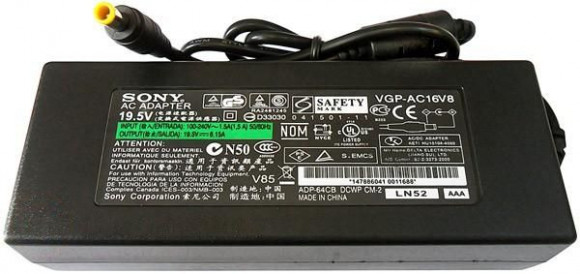 Блок питания (зарядное) для ноутбука Sony Vaio 19.5В, 6.15A, 6.5pin, (High Copy)