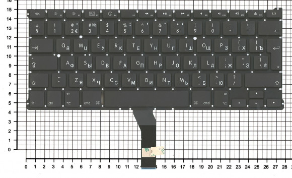 Клавиатура для ноутбука Apple MacBook Air A1369, A1466, большой ENTER, без подсветки (MC965, MC966)