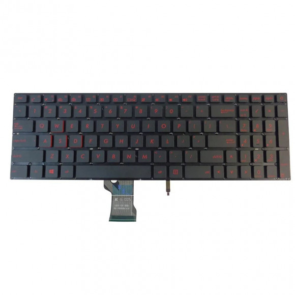 Клавиатура для ноутбука Asus Rog Strix GL702VI черная, кнопки красные, с подсветкой