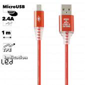 USB кабель "LP" MicroUSB Змея LED TPE (красный, блистер) USB кабель "LP" MicroUSB Змея LED TPE (красный, блистер)