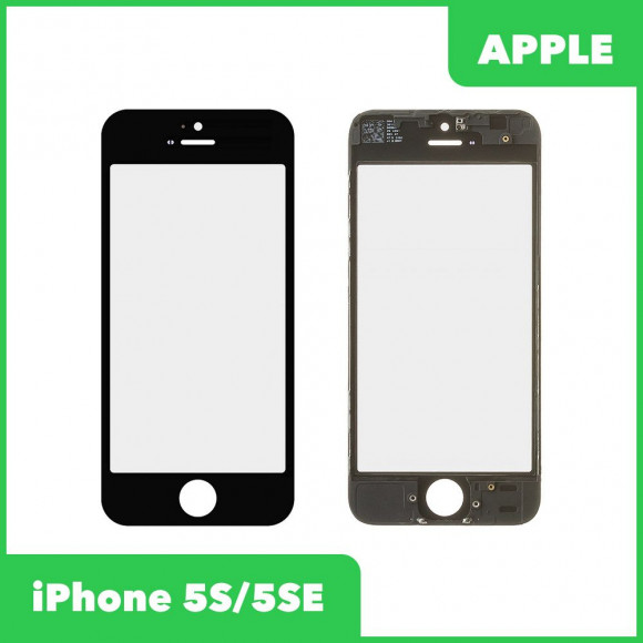 Стекло для переклейки дисплея Apple iPhone 5S, в сборе с рамкой, черный