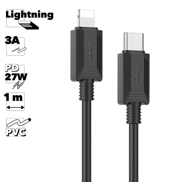USB-C кабель Hoco X73 Lightning 8-pin, 3А, PD20W, 1м, силикон, черный