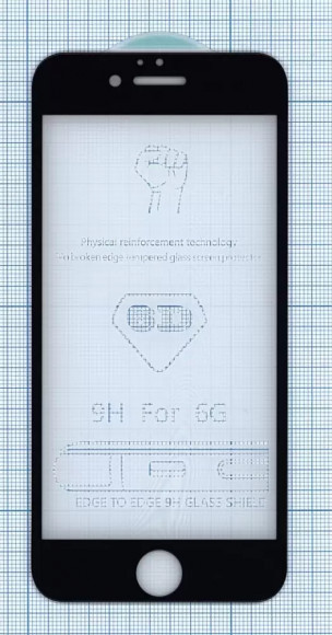 Защитное стекло 6D для Apple iPhone 6, 6S, черное
