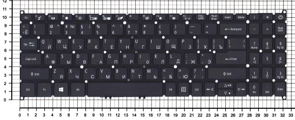 Клавиатура для ноутбука Acer Aspire A315-54G, A515-54G, A315-23-R3LH, A315-22, A315-34, Extensa 15, EX215-51, черная