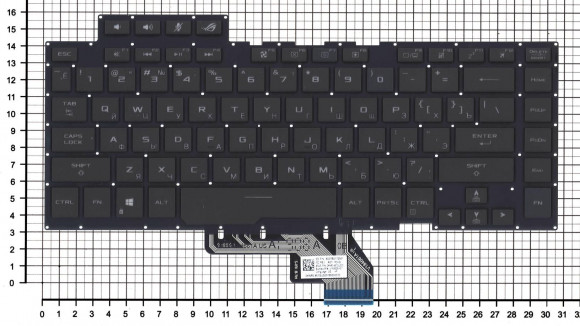 Клавиатура для ноутбука Asus ROG GU502, черная c подсветкой маленький энтер