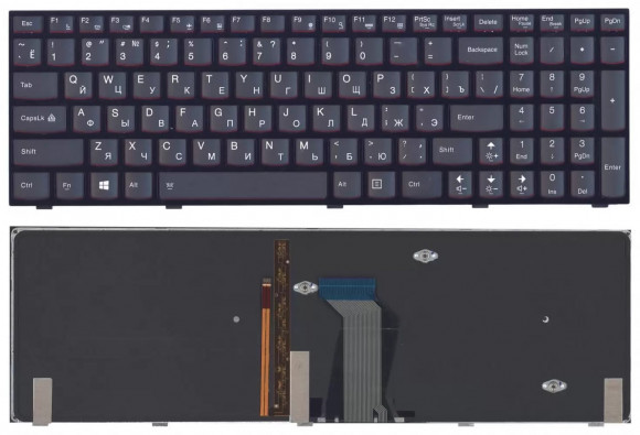 Клавиатура для ноутбука Lenovo Y500, Y500N, Y500NT, Y510P, Y500NT-ISE, черная с подсветкой