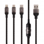 Кабель Joyroom S-M401 3в1 (Type-C, MicroUSB, Lightning 8-pin), 1.5м, черный