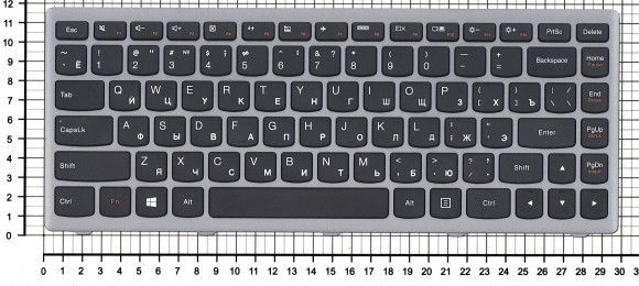 Клавиатура для ноутбука Lenovo Flex 14 G400s, черная с серой рамкой