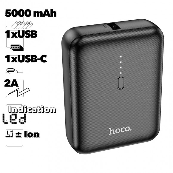 Внешний АКБ HOCO J96 Strider 5000mAh, 1xUSB, 2А, Li-Ion (черный)