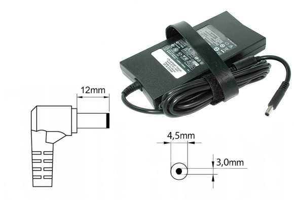 Зарядка (блок питания) для ноутбука Dell Inspiron 14, 15, 17, 19.5V 4.62A 90W, штекер 4.5x3.0 мм