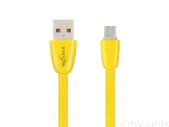Кабель USB Vixion (K12) MicroUSB (1м) силиконовый, желтый