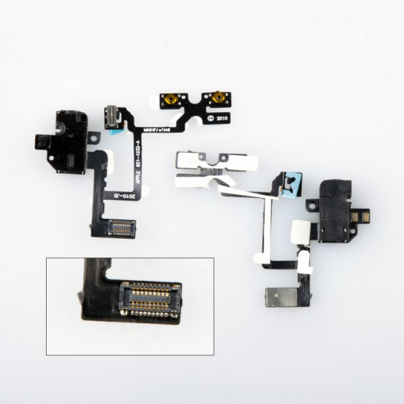Шлейф, FLC для Apple iPhone 4G с разъемом наушников, черный