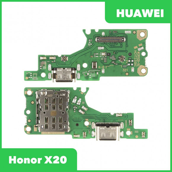 Системный разъем (разъем зарядки) для Huawei Honor X20, микрофон, разъем SIM