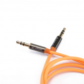 Аудиокабель AUX Zetton Metal разъем 3,5 мм металлический корпус круглый (оранжевый) ZTLSAUX1BO