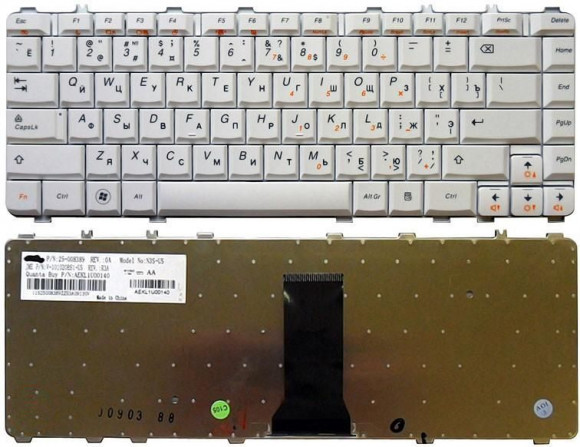 Клавиатура для ноутбука Lenovo IdeaPad Y450, Y450A, Y450G, Y550, Y550A, Y460, Y560, B460, белая